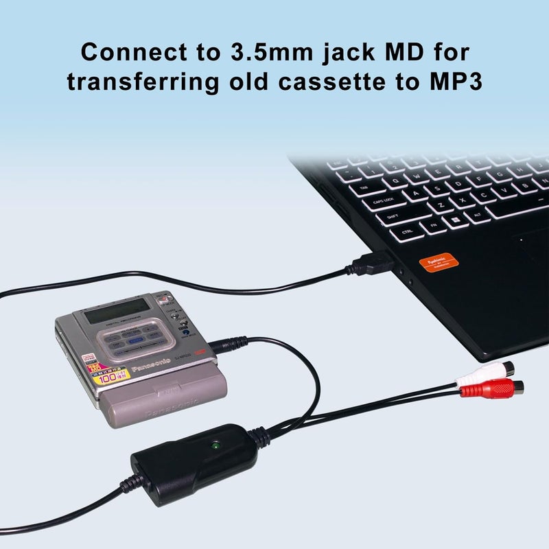 Wiistar USB2.0 Audio Capture Card RCA L/R+3.5mm Audio to USB up to 96kHz Wave/MP3 for Tape MD CD Player Phono Laptop - Image 3